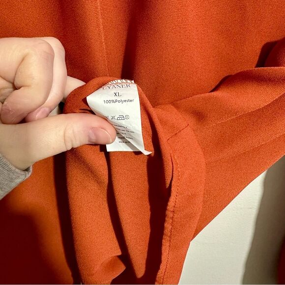 Elegant Rust Blouse High Neck Orange (963) - Picture 3 of 4